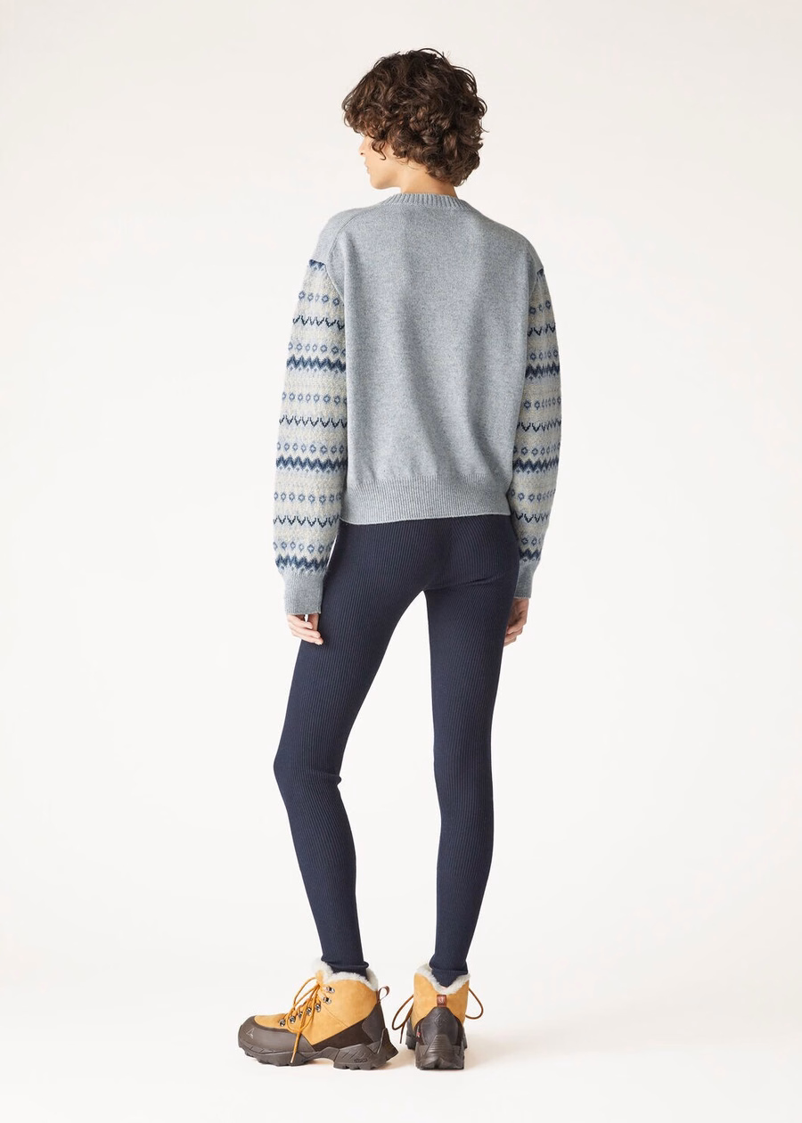 Alpe Pile Crewneck Cashmere Pearl Stone Melange/Seafoam Serenity