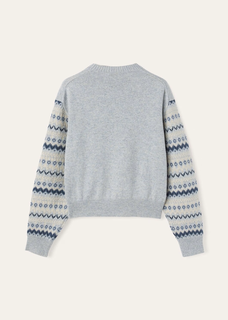 Alpe Pile Crewneck Cashmere Pearl Stone Melange/Seafoam Serenity
