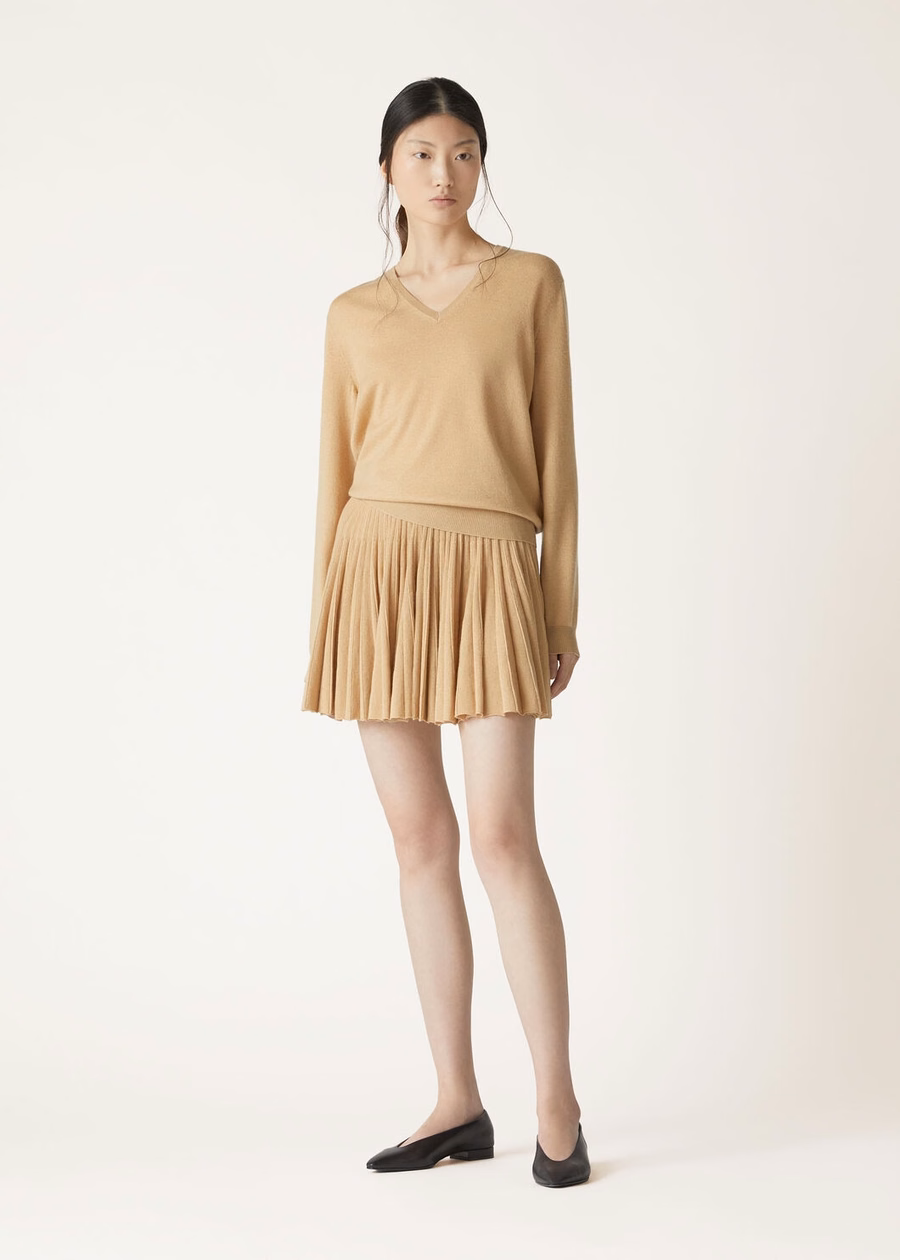Luciole Cashmere Clear Gold V-neck Sweater