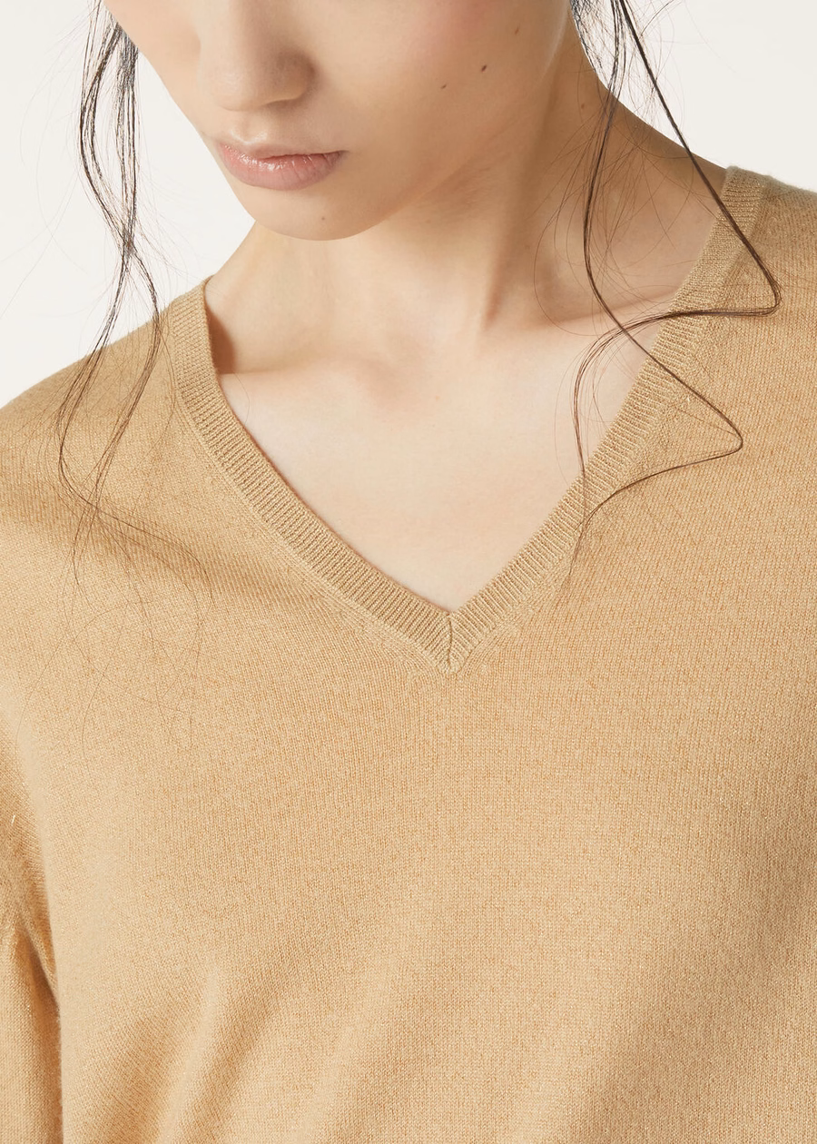 Luciole Cashmere Clear Gold V-neck Sweater