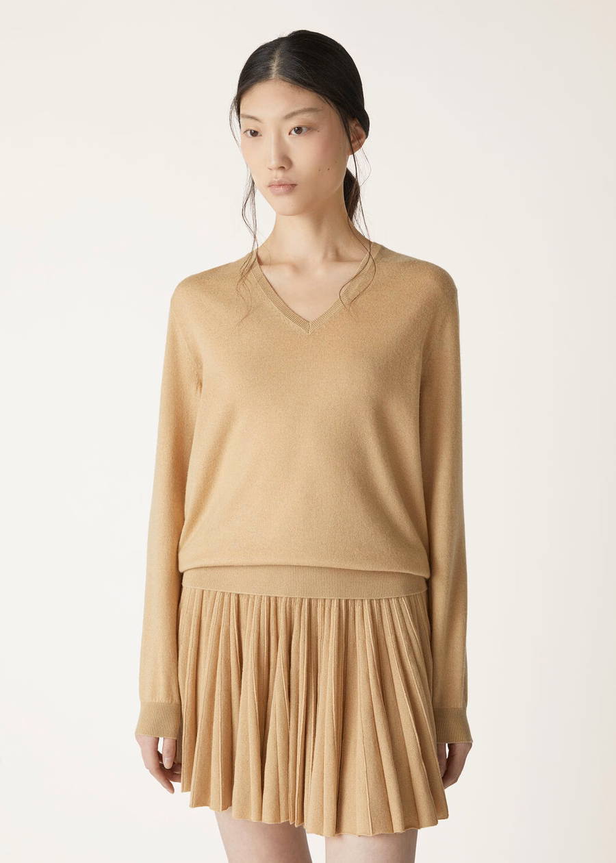 Luciole Cashmere Clear Gold V-neck Sweater