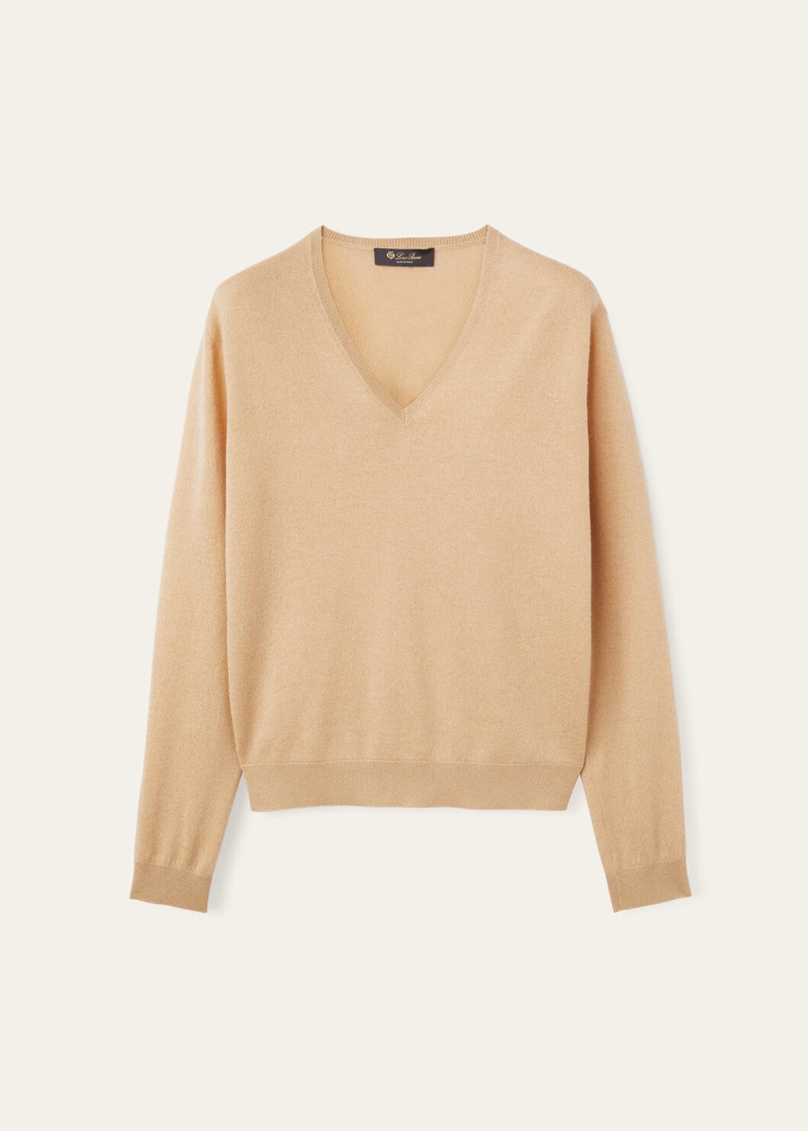 Luciole Cashmere Clear Gold V-neck Sweater