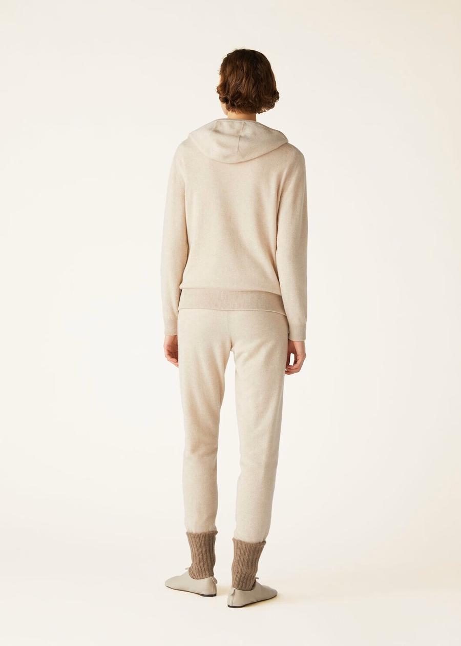 Duo Hooded Bomber Sweater Natural Cashmere Suitcase/Nougat