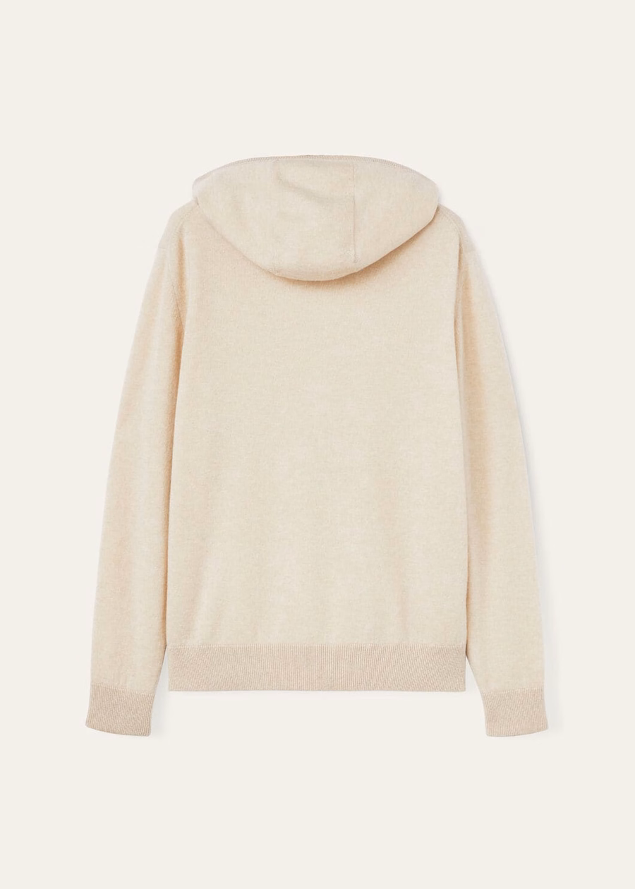 Duo Hooded Bomber Sweater Natural Cashmere Suitcase/Nougat
