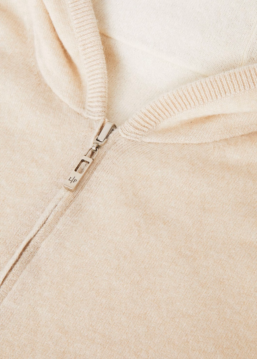 Duo Hooded Bomber Sweater Natural Cashmere Suitcase/Nougat