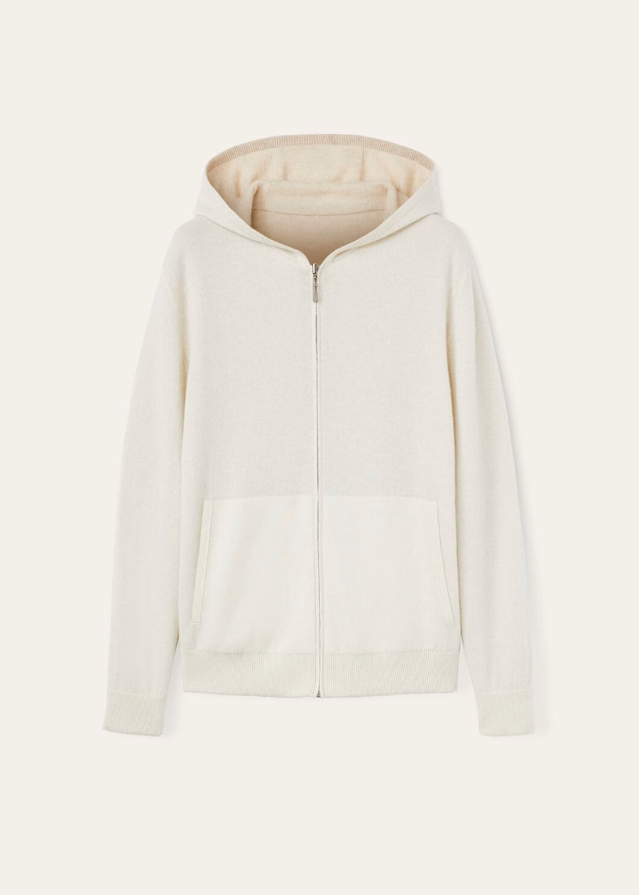 Duo Hooded Bomber Sweater Natural Cashmere Suitcase/Nougat
