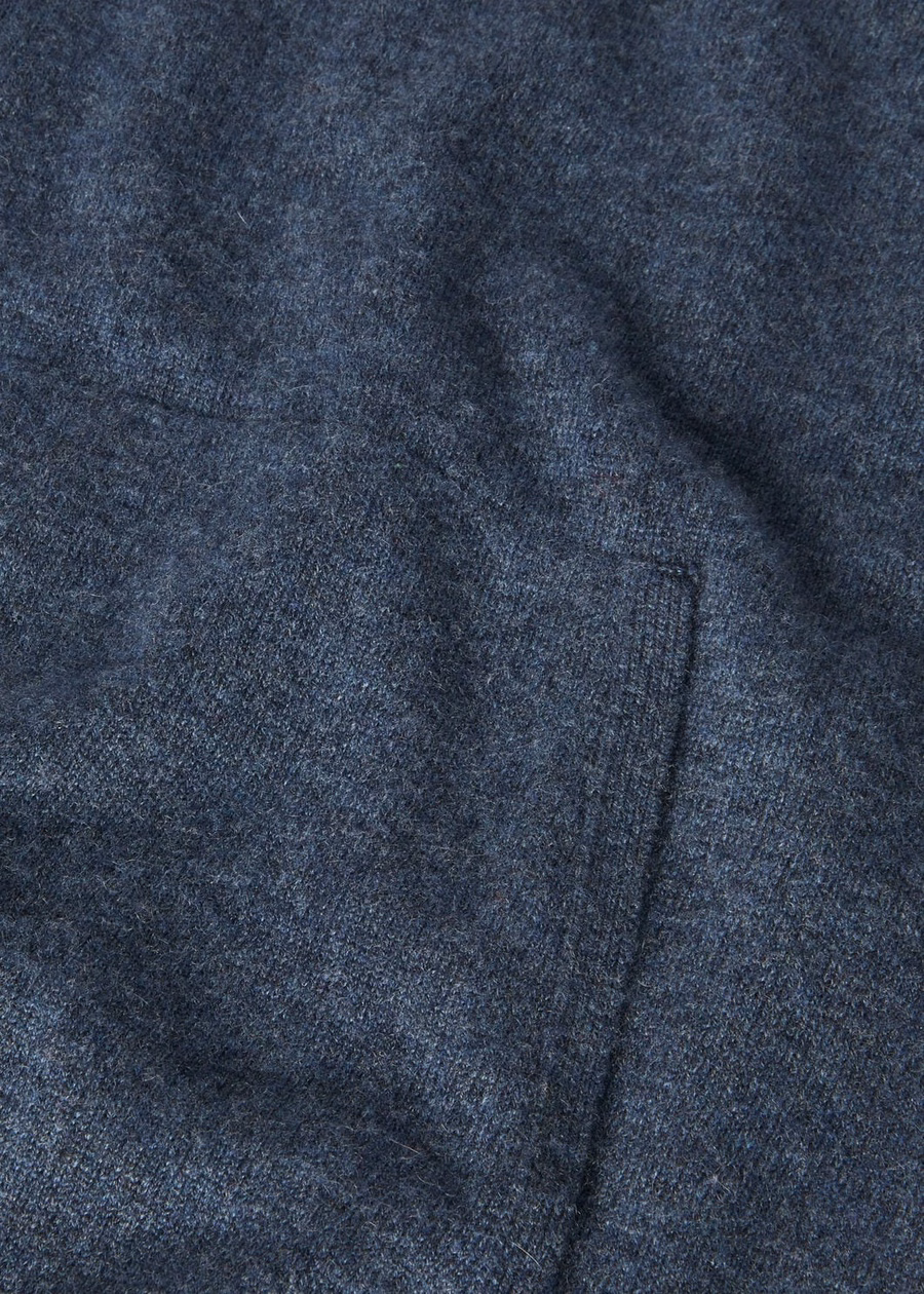 Duo Cashmere Melange Teal/Charcoal Melange Hooded Bomber Sweater