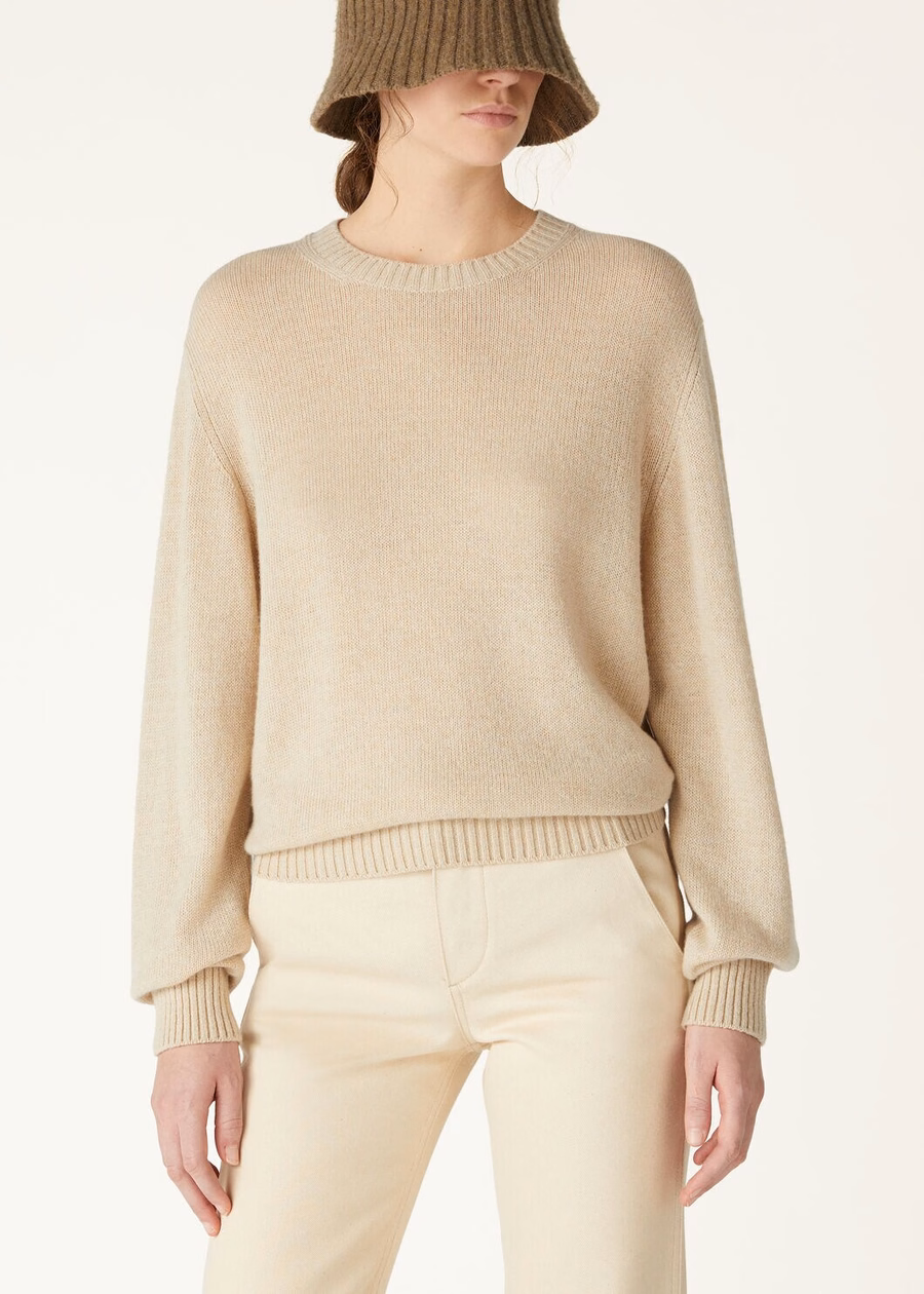 Cellio Crewneck Baby Cashmere Blushing Beige/Helichrysum/Ivory