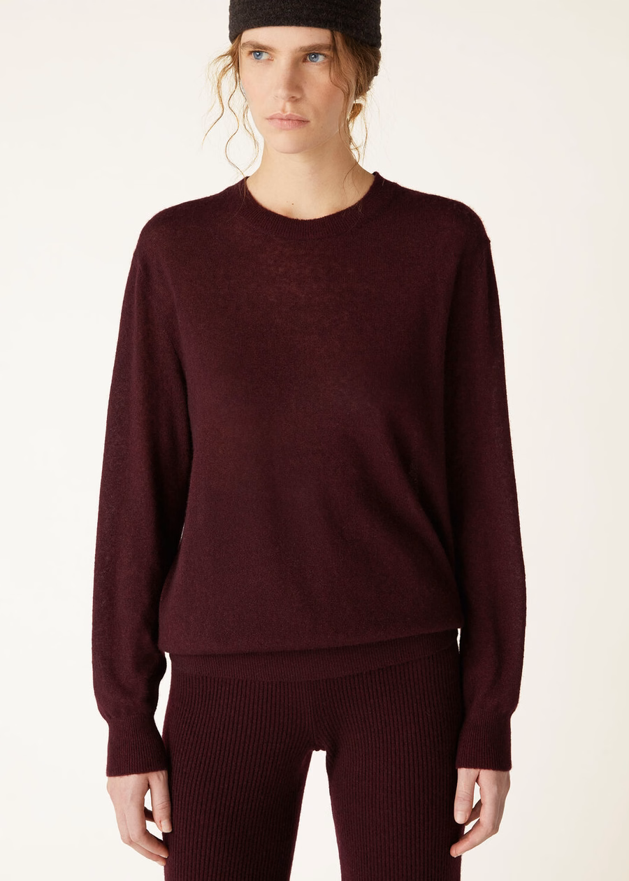 Camino Crewneck Silk Cashmere Garnet Elegance