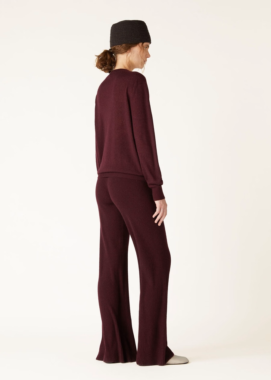 Camino Crewneck Silk Cashmere Garnet Elegance