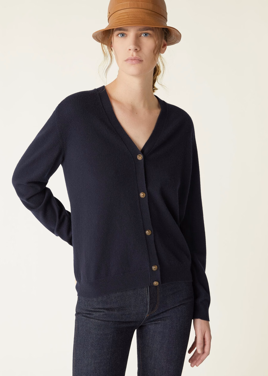 Classic Baby Cashmere Cardigan Navy Blue