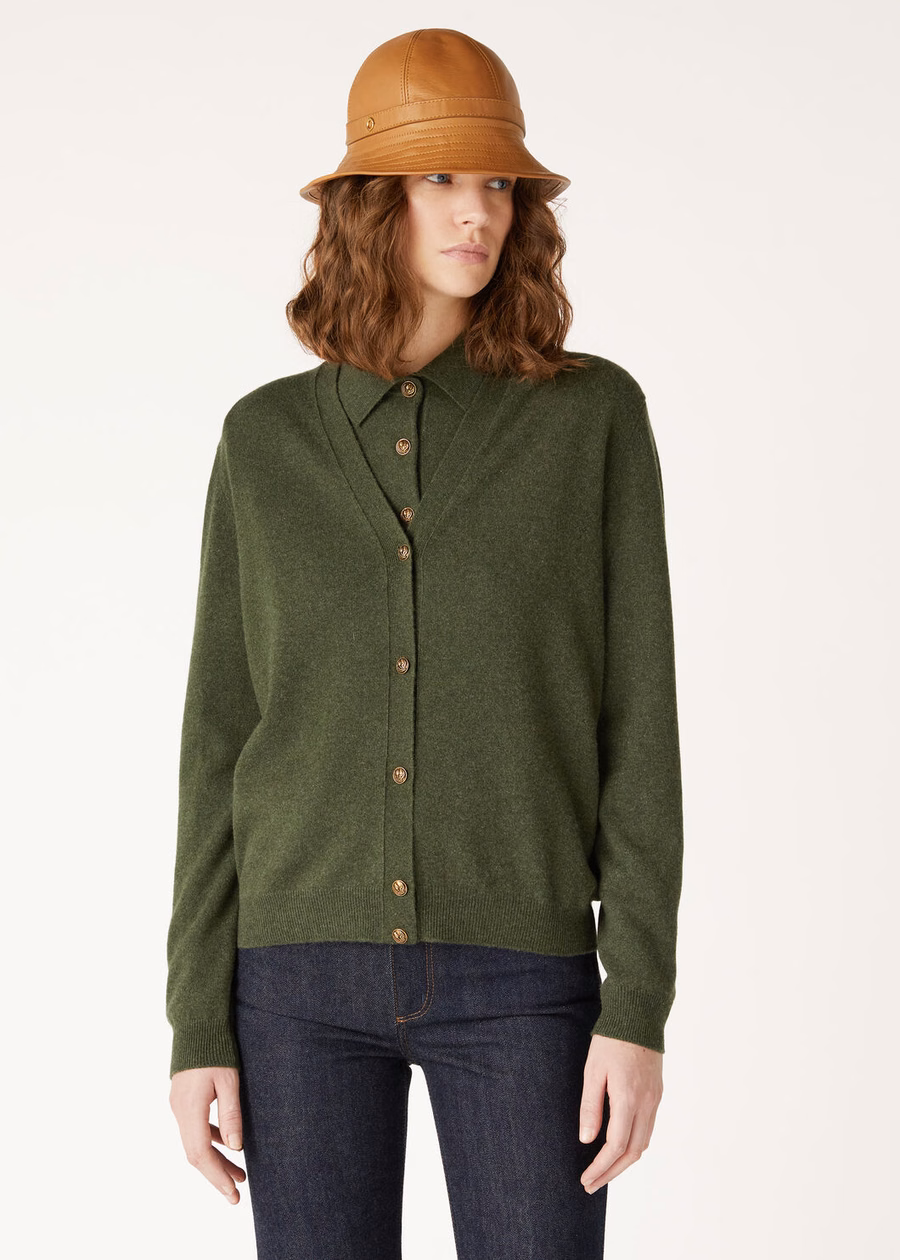 Classic Baby Cashmere Forest Canopy Melange Cardigan