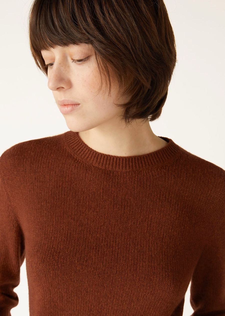 Fobello Crewneck Baby Cashmere Dark Maple Leaf Melange