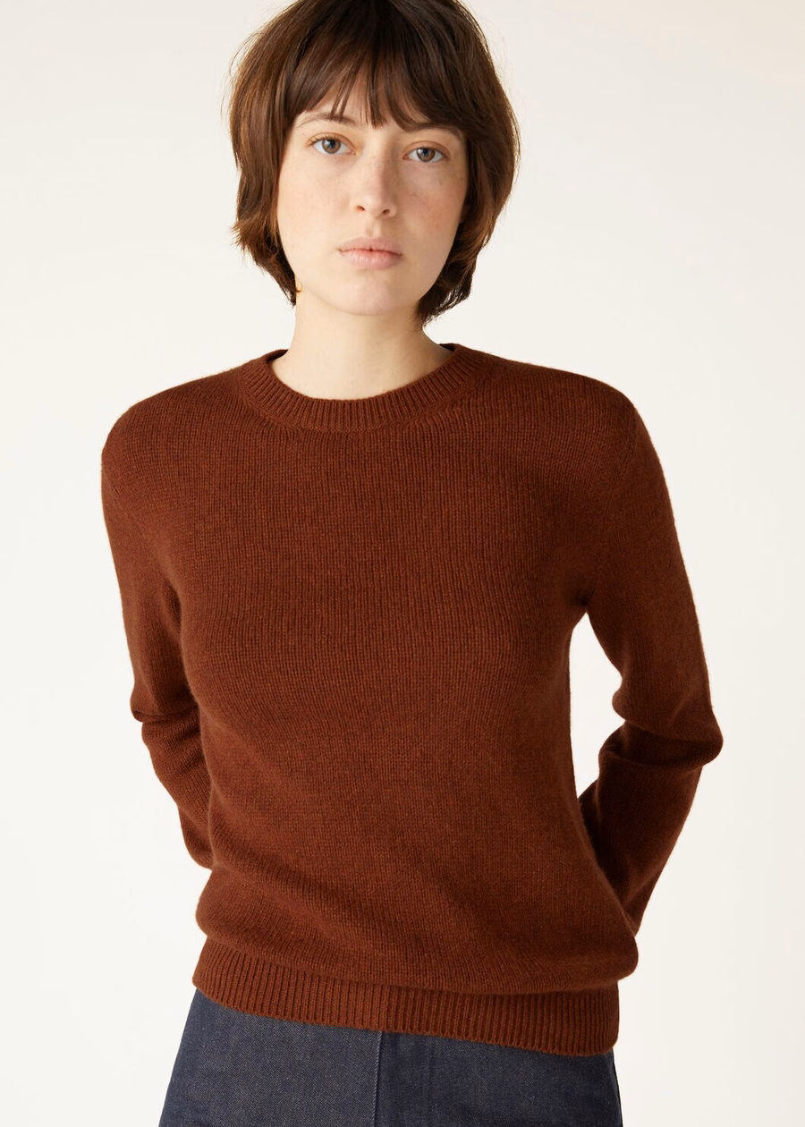 Fobello Crewneck Baby Cashmere Dark Maple Leaf Melange