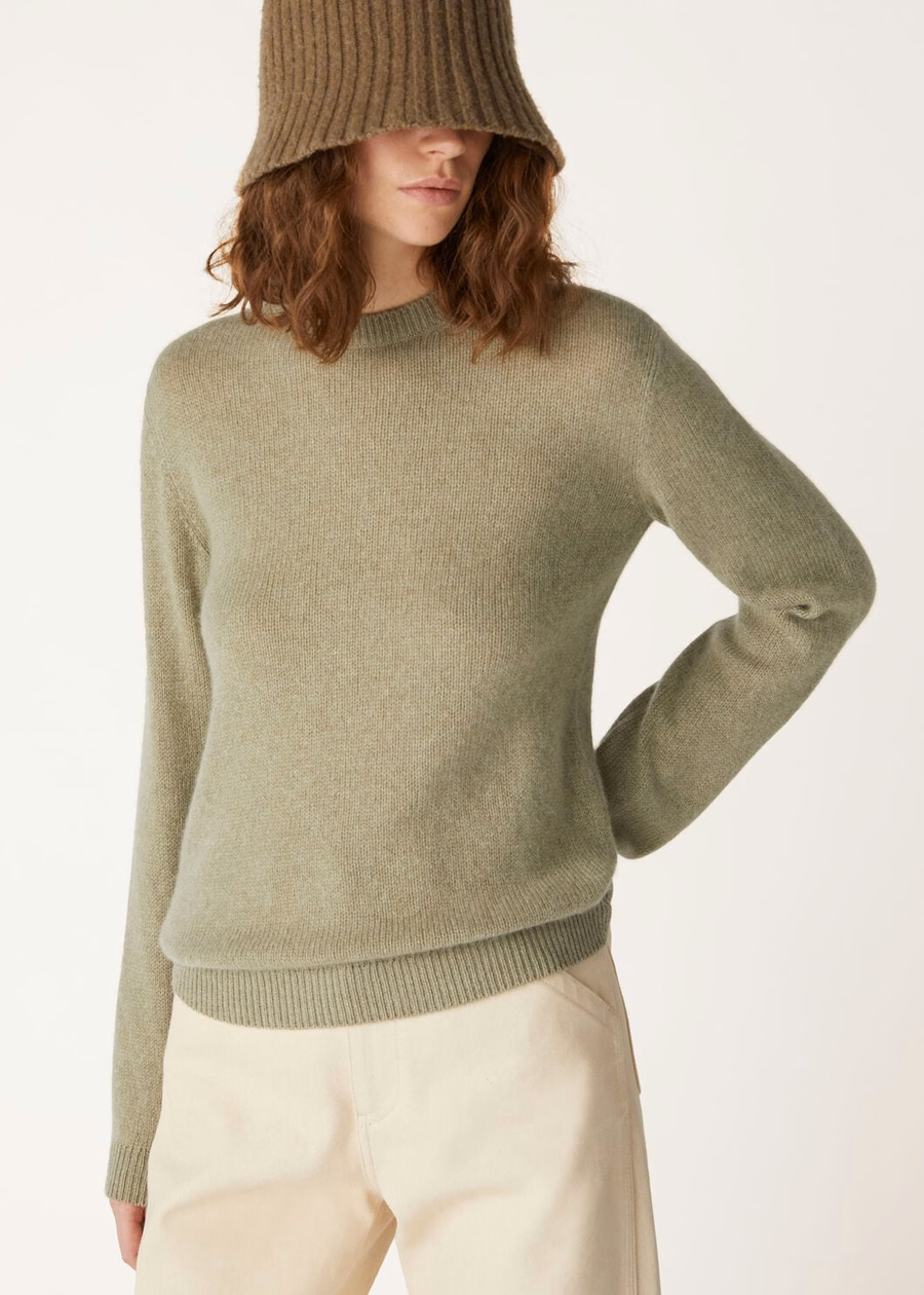 Fobello Crewneck Baby Cashmere Coriander Seed Melange