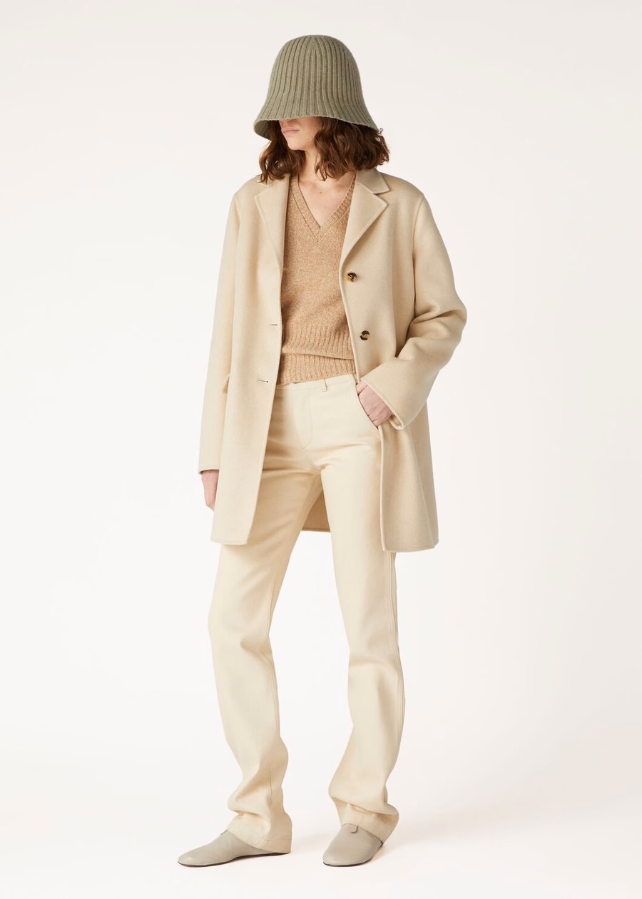 Mastallone V-neck Sweater Virgin Wool Oatmeal/Brown Sugar