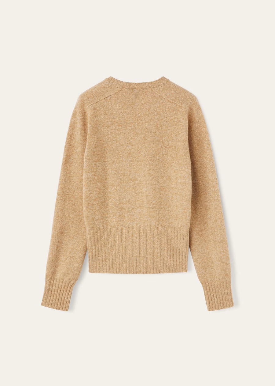 Mastallone V-neck Sweater Virgin Wool Oatmeal/Brown Sugar