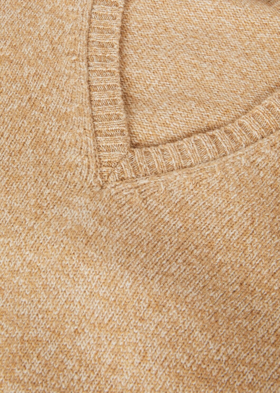 Mastallone V-neck Sweater Virgin Wool Oatmeal/Brown Sugar