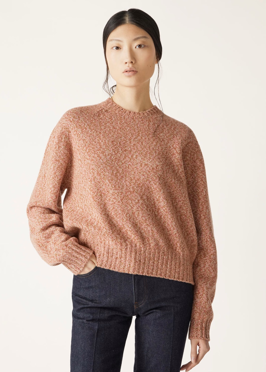 Mastallone Crewneck Virgin Wool Chalk/Sand Rose