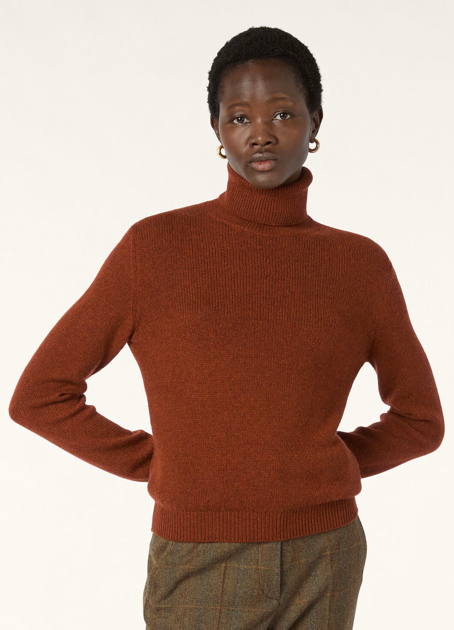 Fobello Turtleneck Baby Cashmere Dark Maple Leaf Melange