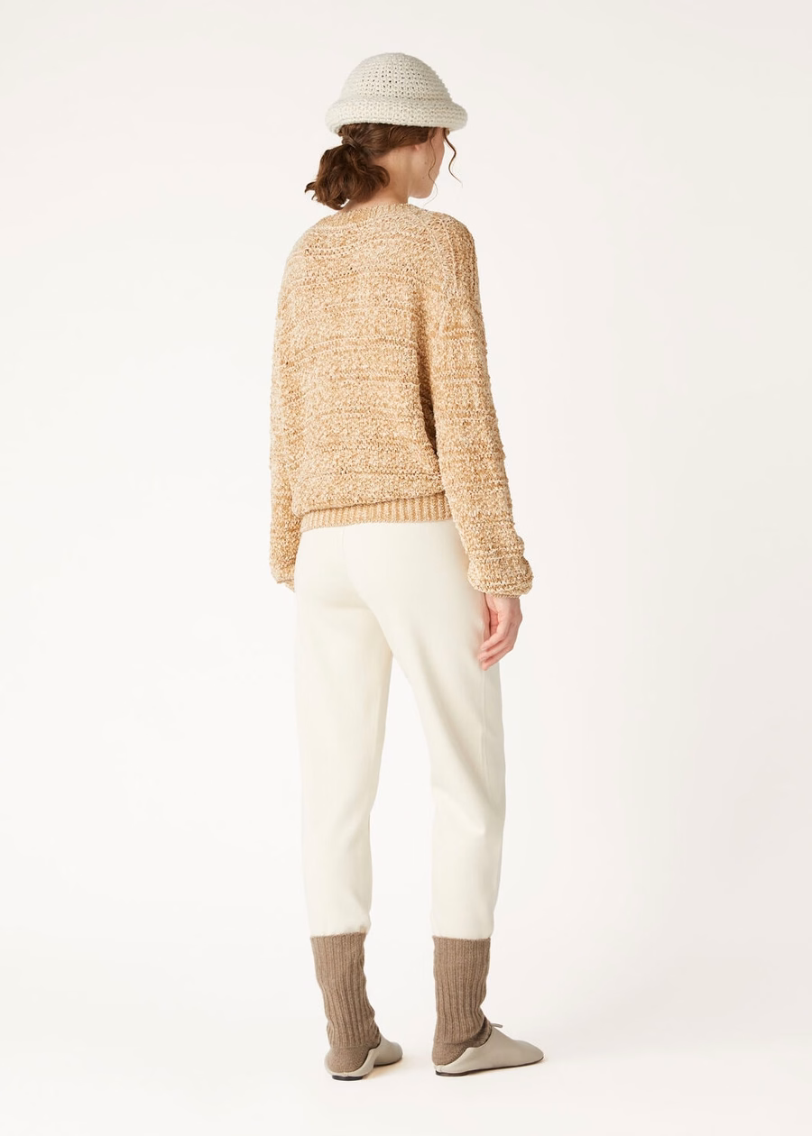Val D'egua Silk Gold Sand V-neck Sweater