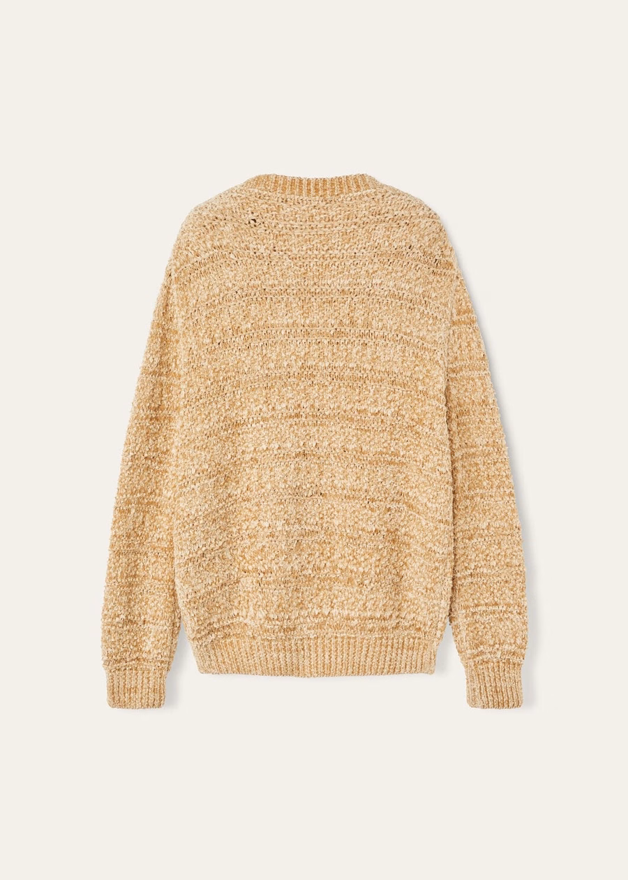 Val D'egua Silk Gold Sand V-neck Sweater