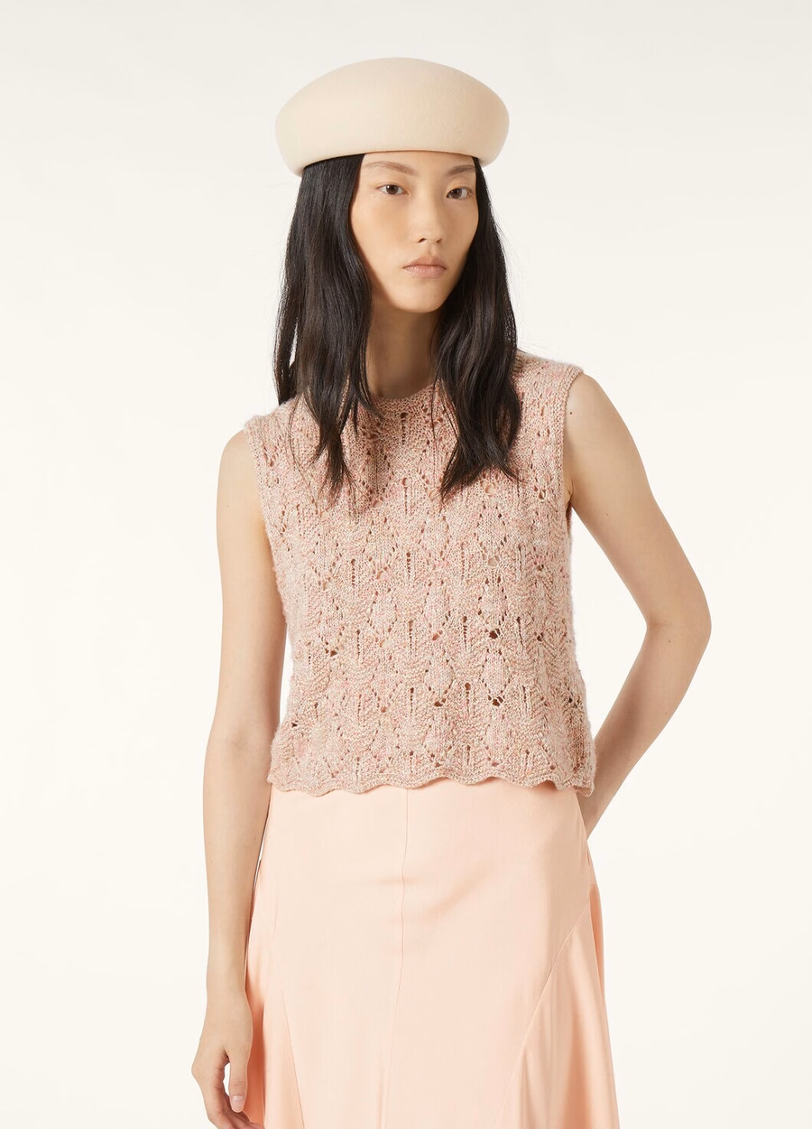 Verbania Crewneck In Silk Cashmere Dried Flower Petals