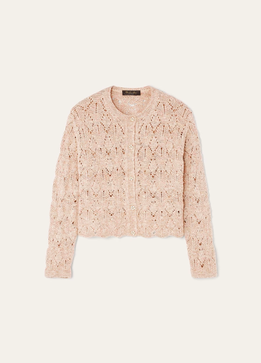 Verbania Cardigan In Silk Cashmere Dried Flower Petals