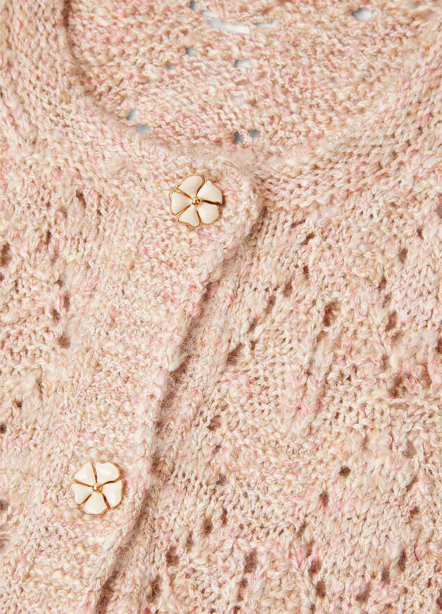 Verbania Cardigan In Silk Cashmere Dried Flower Petals