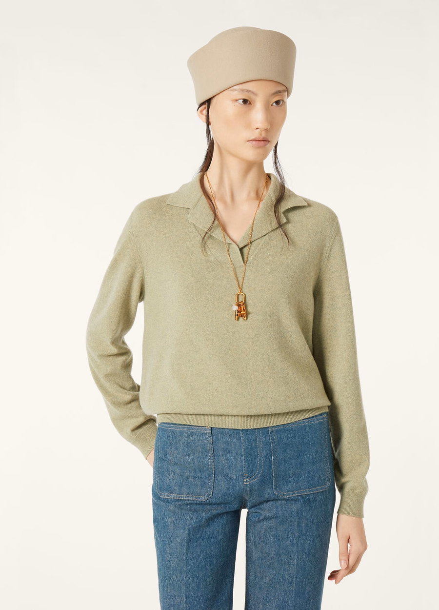 Arona Baby Cashmere Polo Shirt Woodland Green
