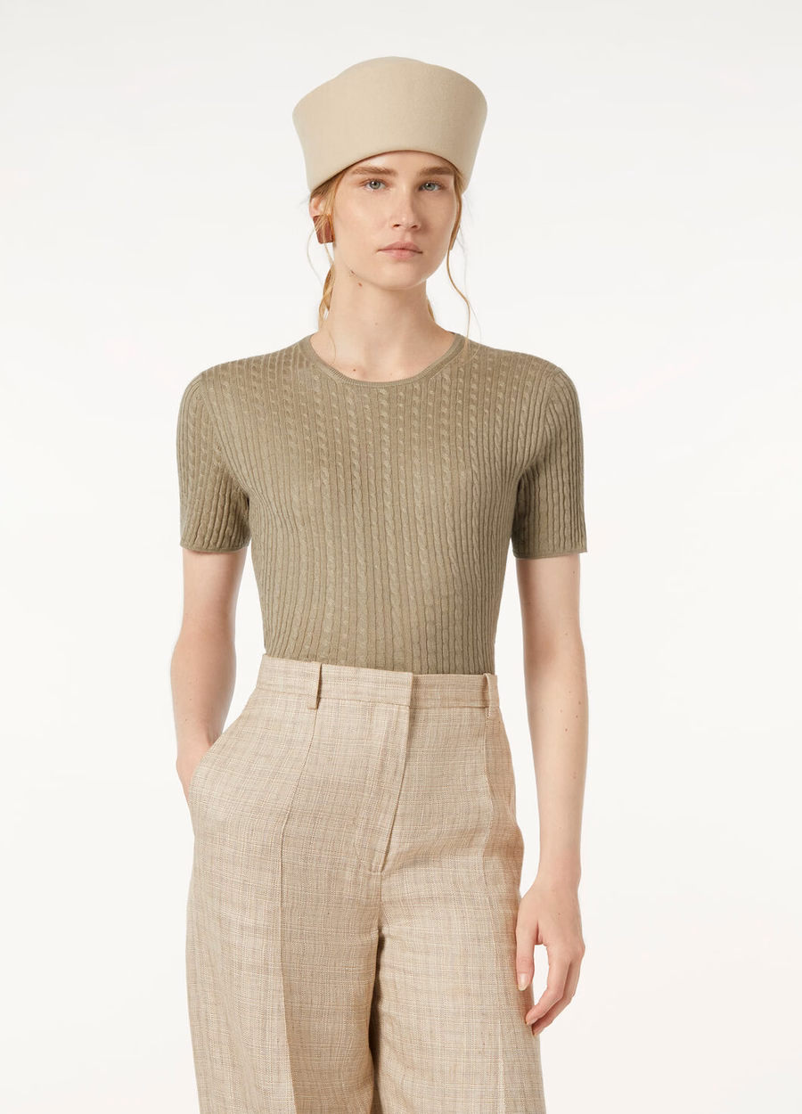 Rimella Crewneck Silk Cashmere Dried Tarragon