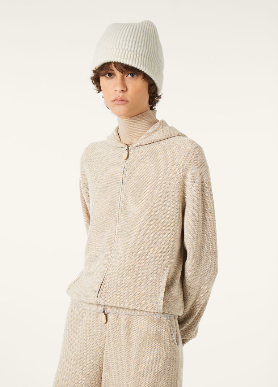 Varallo Baby Cashmere Hooded Bomber Jacket Magnolia Petale
