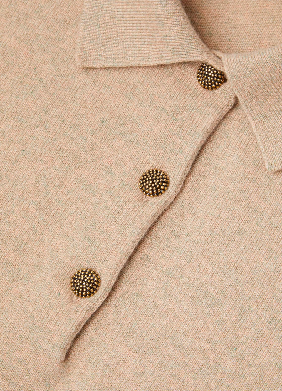 Classic Baby Cashmere Polo Shirt Rosy Granite Melange