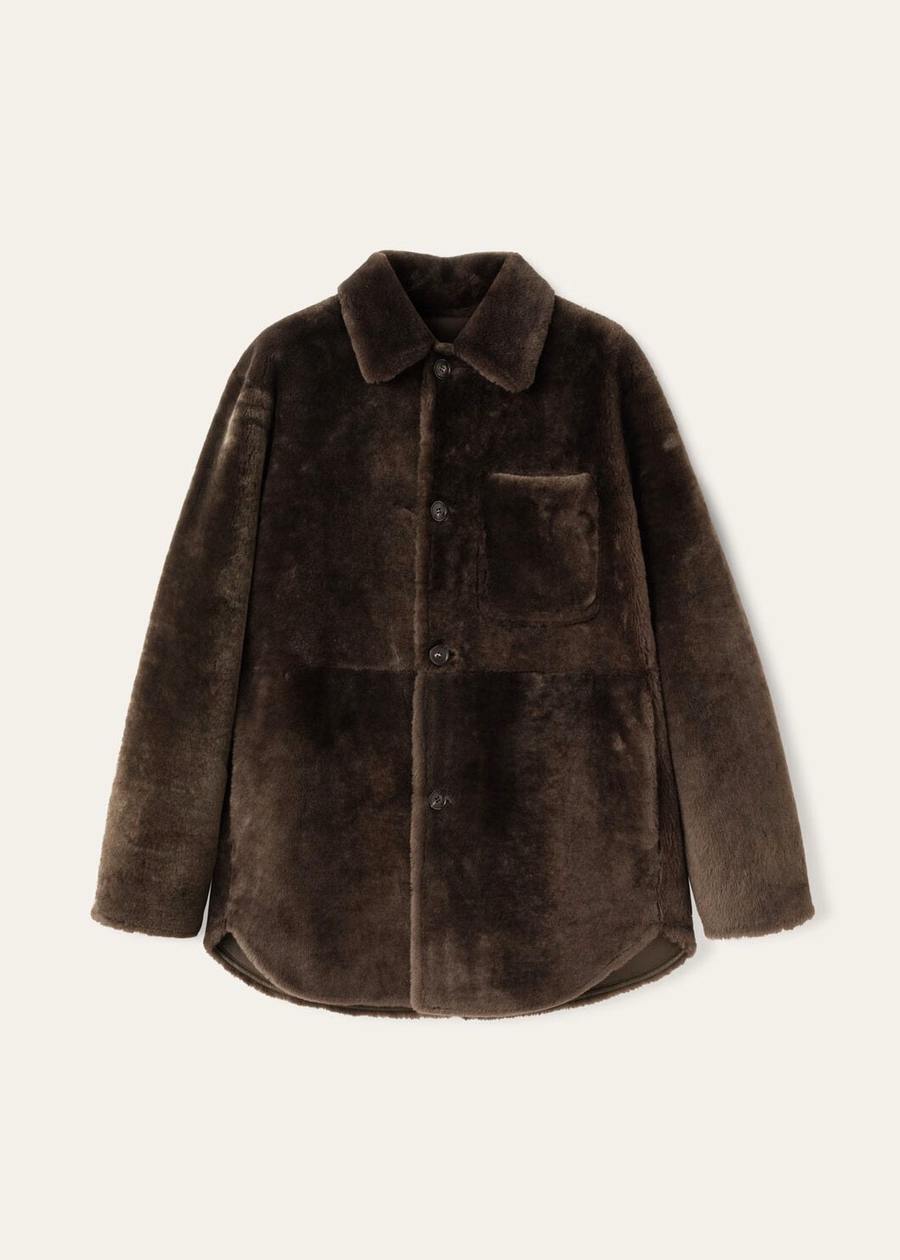 Aldo shearling overshirt BROWN MARBLE
