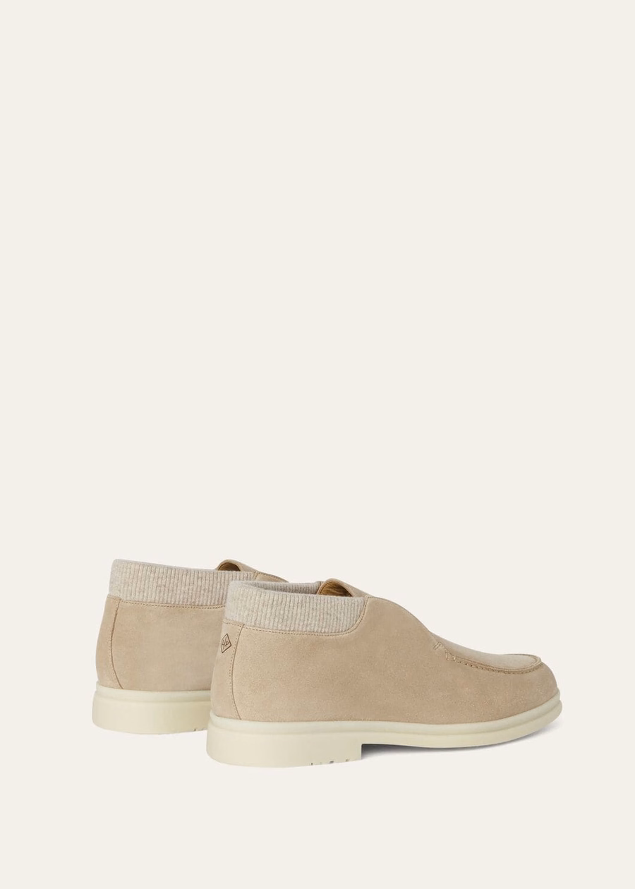 Wintery Walk open-toe ankle boots in sand-coloured suede