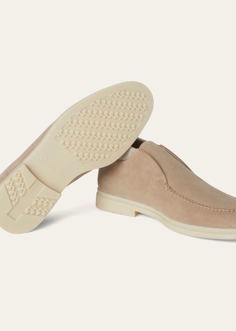 Wintery Walk open-toe ankle boots in sand-coloured suede