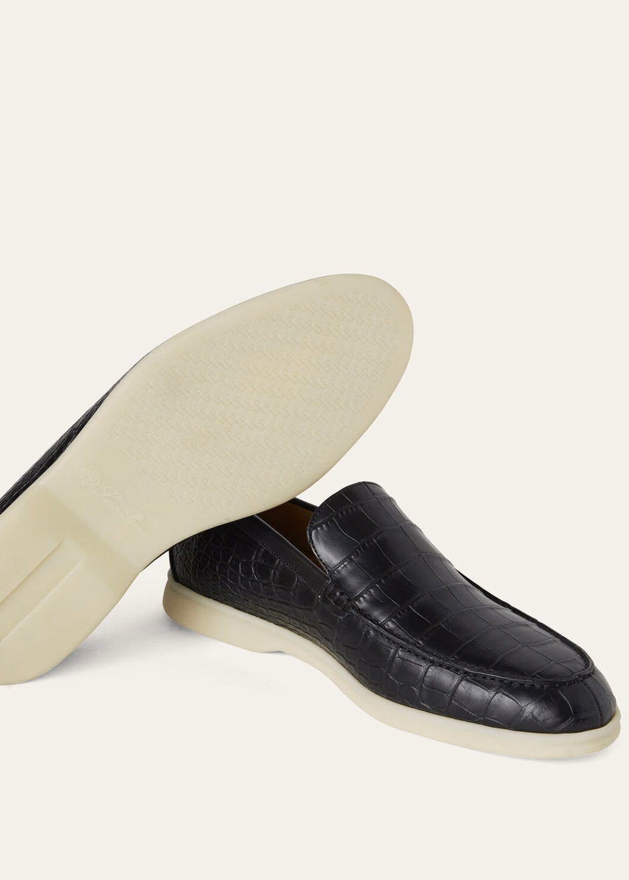 Summer Walk Black Alligator Leather Loafer
