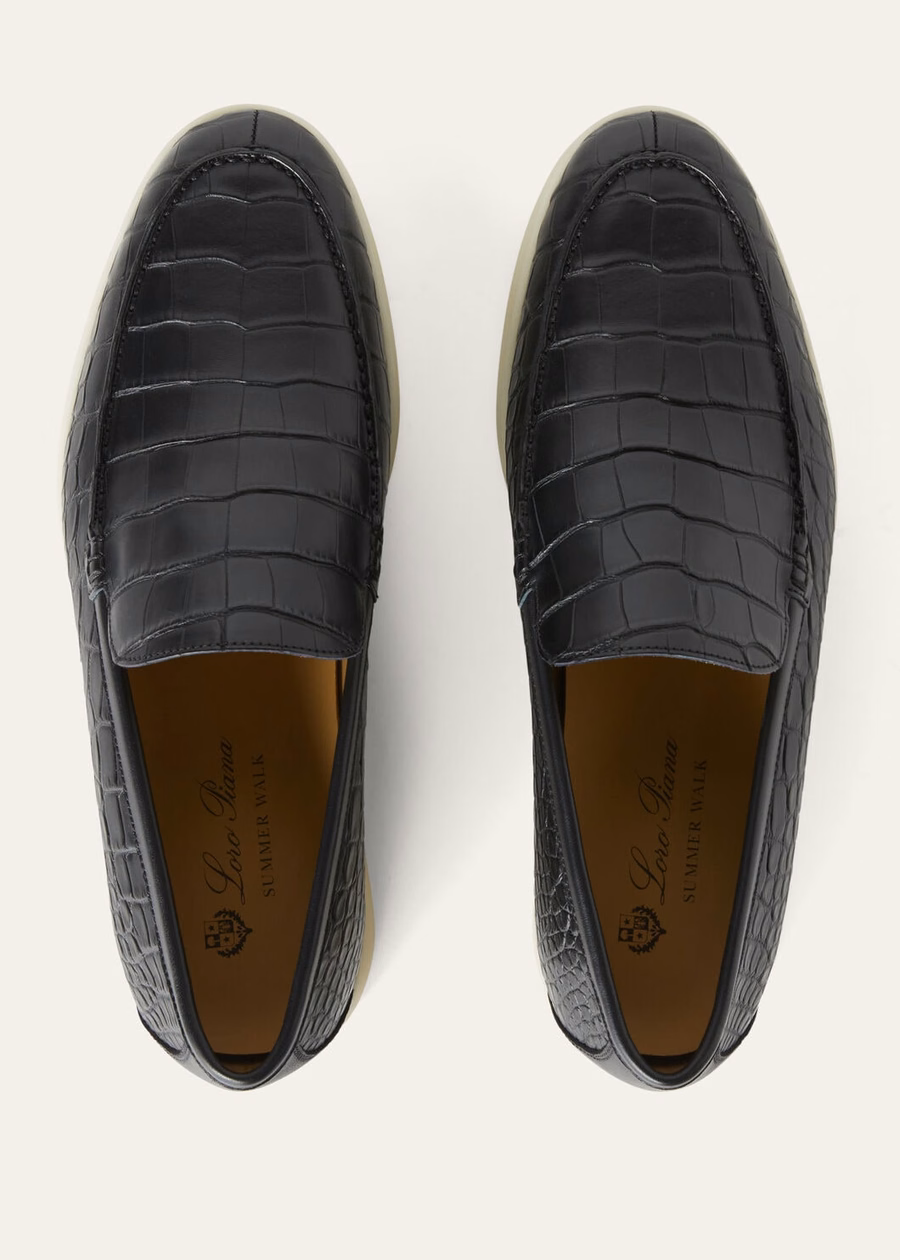 Summer Walk Black Alligator Leather Loafer
