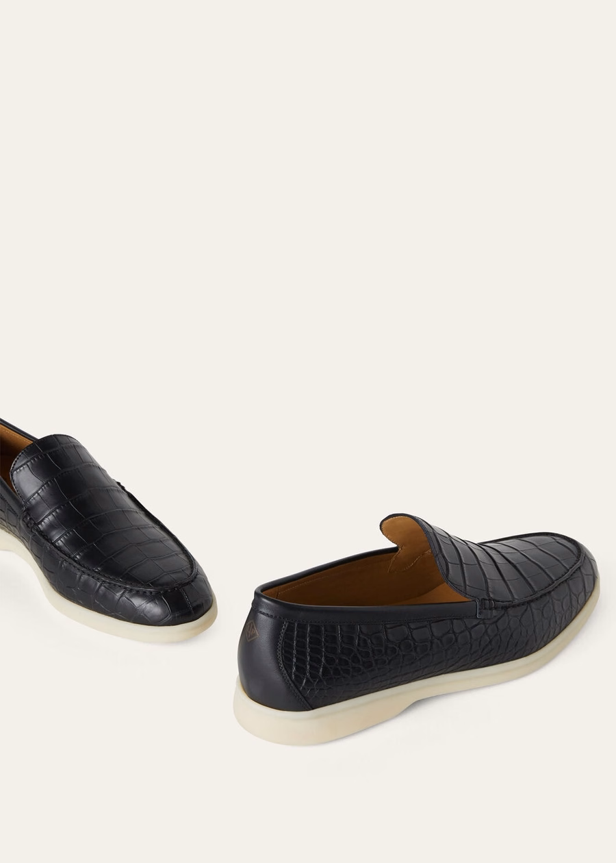 Summer Walk Black Alligator Leather Loafer