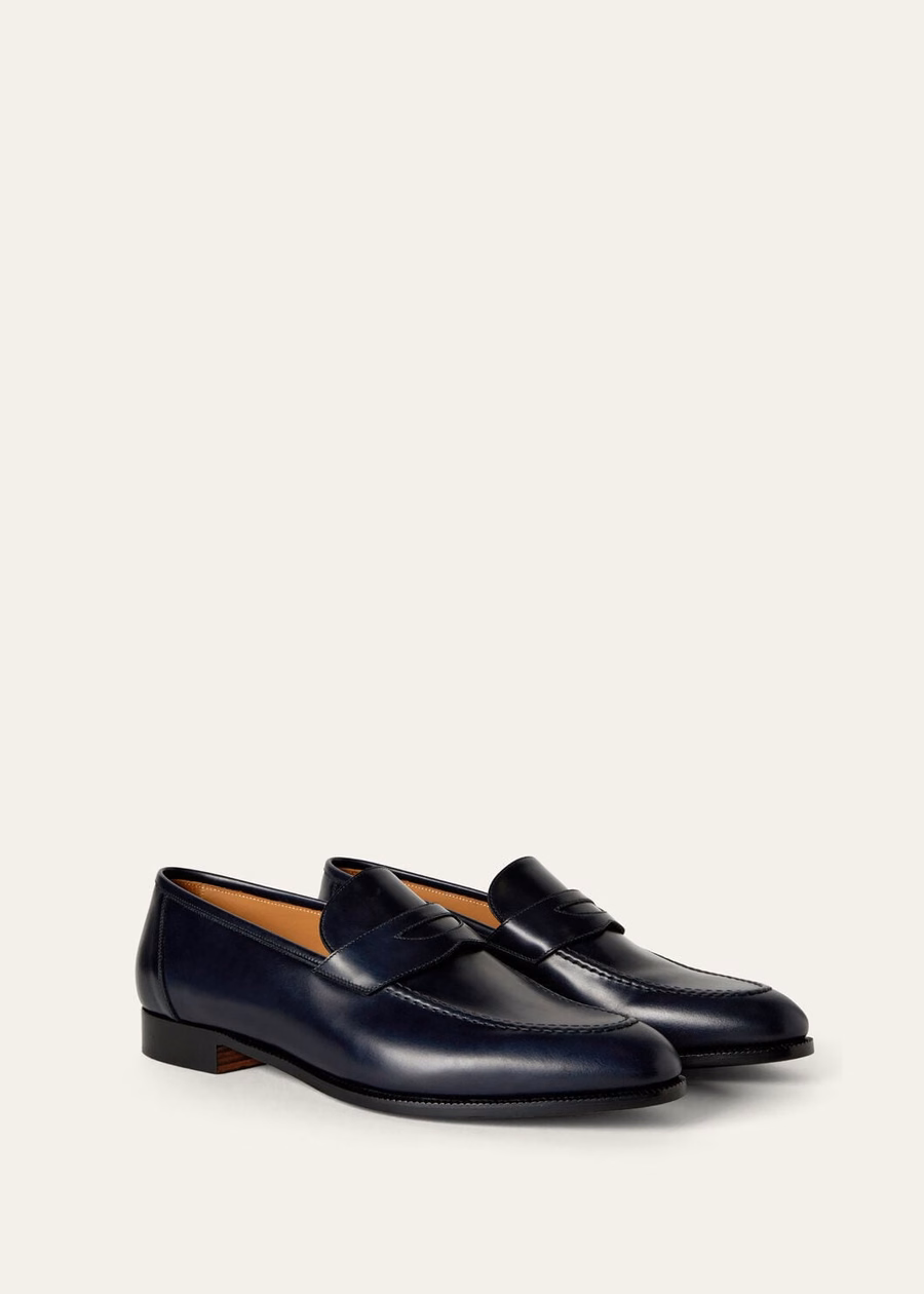 Sergio navy calfskin loafer