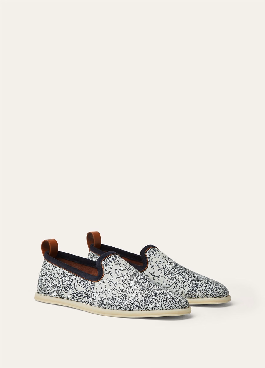 Venice Walk flat linen chalk/navy blue