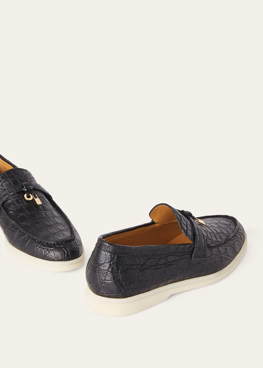 Summer Charms Walk Loafer Caiman Black Leather