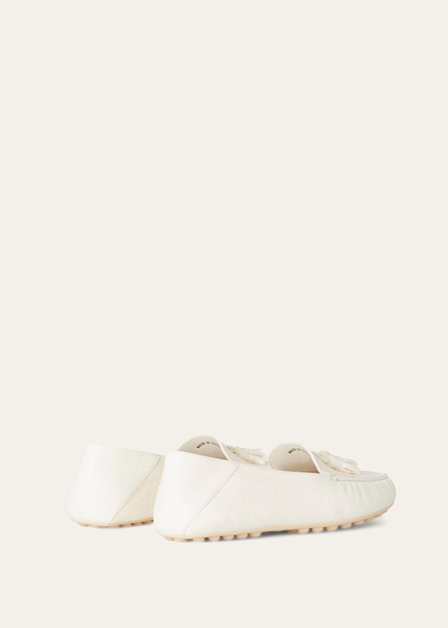 Dot Sole Walk white deerskin loafer