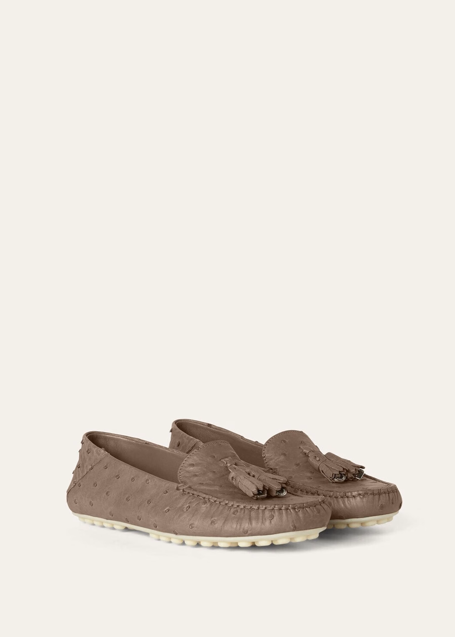 Dot Sole Walk Loafer Ostrich Leather Warm Mastic