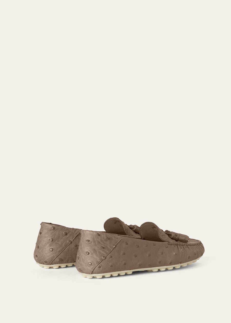 Dot Sole Walk Loafer Ostrich Leather Warm Mastic