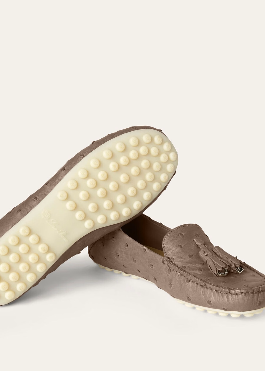 Dot Sole Walk Loafer Ostrich Leather Warm Mastic