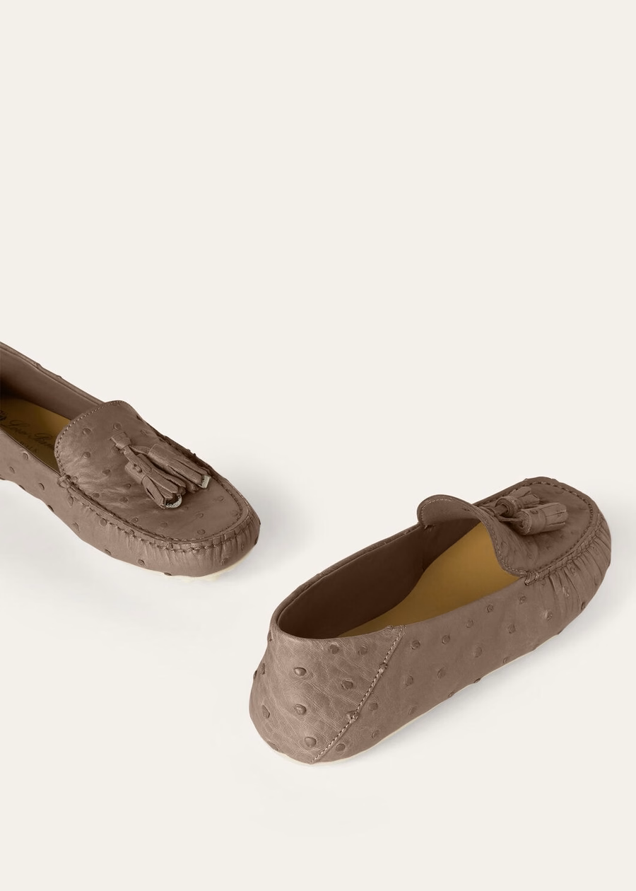 Dot Sole Walk Loafer Ostrich Leather Warm Mastic