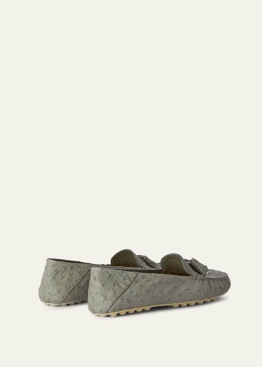 Dot Sole Walk Yerba Mate Ostrich Leather Loafer