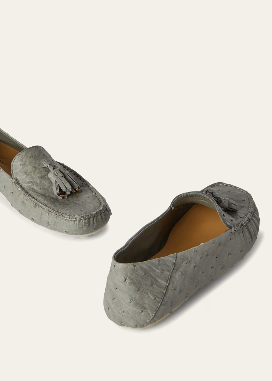Dot Sole Walk Yerba Mate Ostrich Leather Loafer