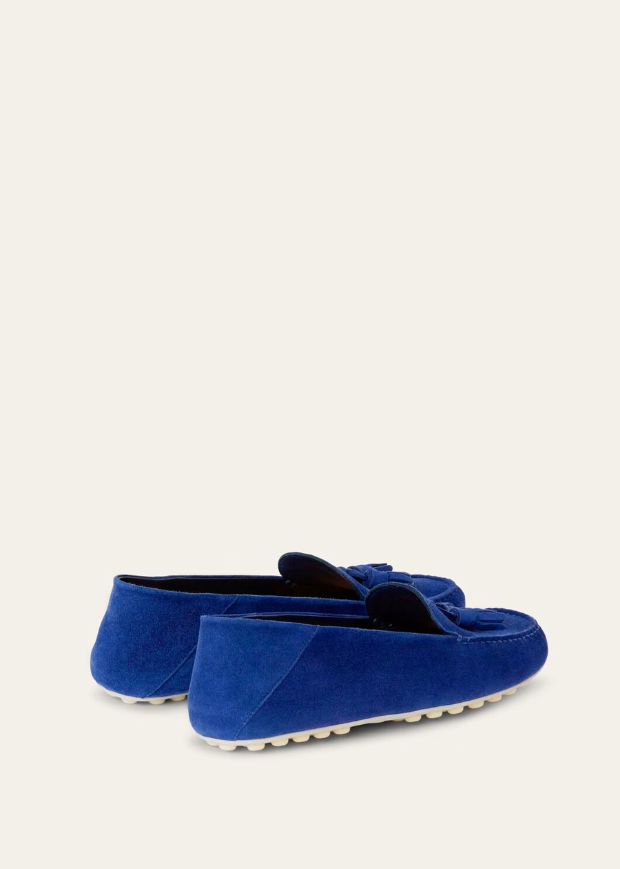 Dot Sole Walk moccasin, fluorite blue goat suede